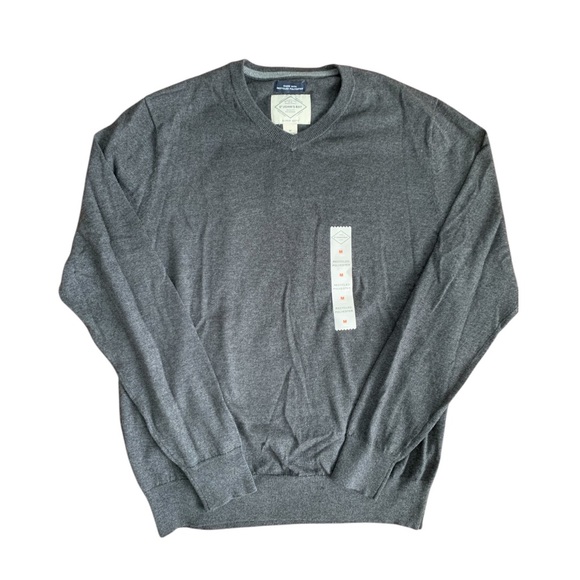 MENS ST JOHNS BAY GREY V NECK SWEATER SIZE MEDIUM - Picture 1 of 5